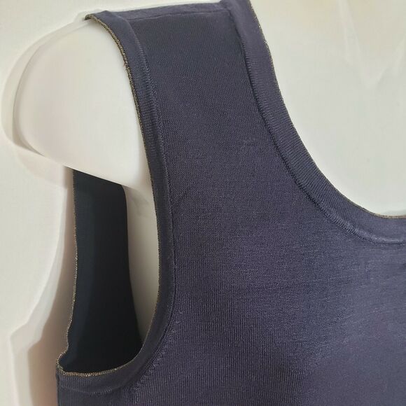 Doncaster Collection Womens Top Medium Sleeveless Silk Scoop Neck Tank Metallic - Picture 4 of 9